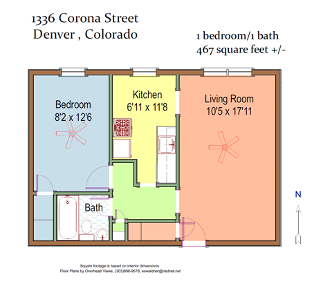 1336 Corona 1 Bedroom Floorplan